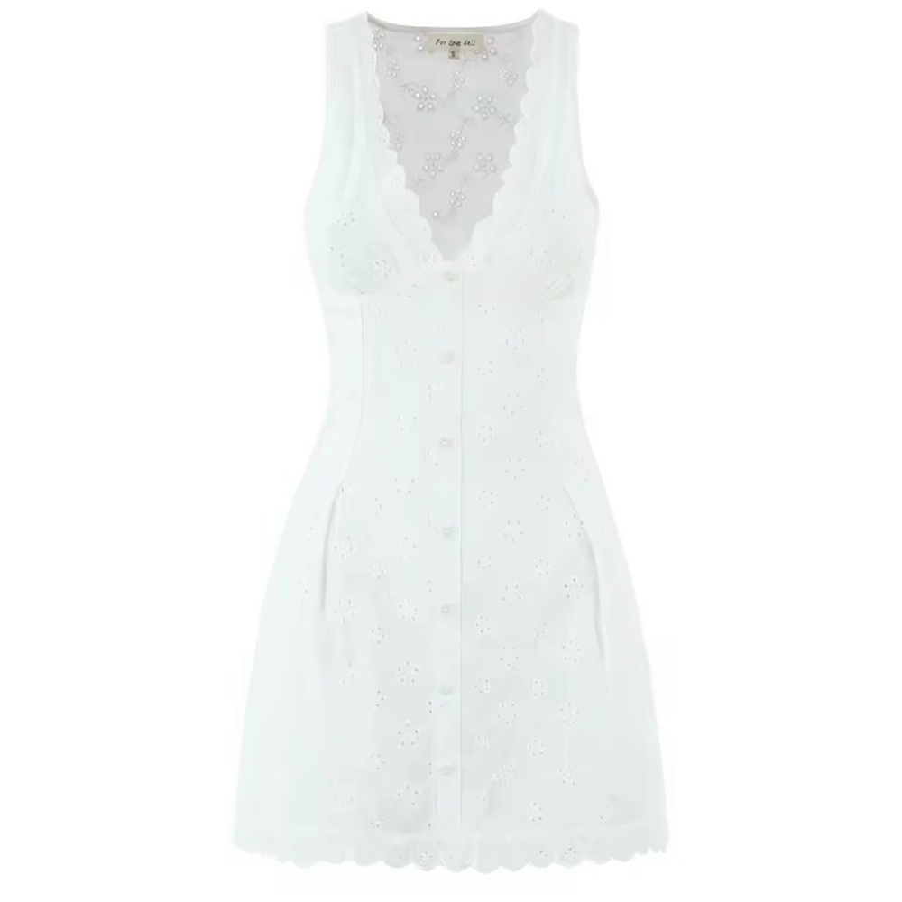 Elegant White Lace Chemise Dress Eyelet - Picture 6 of 6